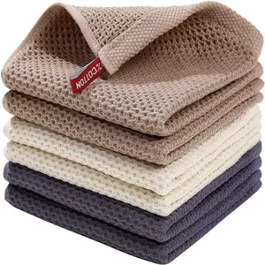 Cotton Waffle Kitchen Towel Set |   Honeycomb Weave Hook Design Must-Have for Family Kitchen