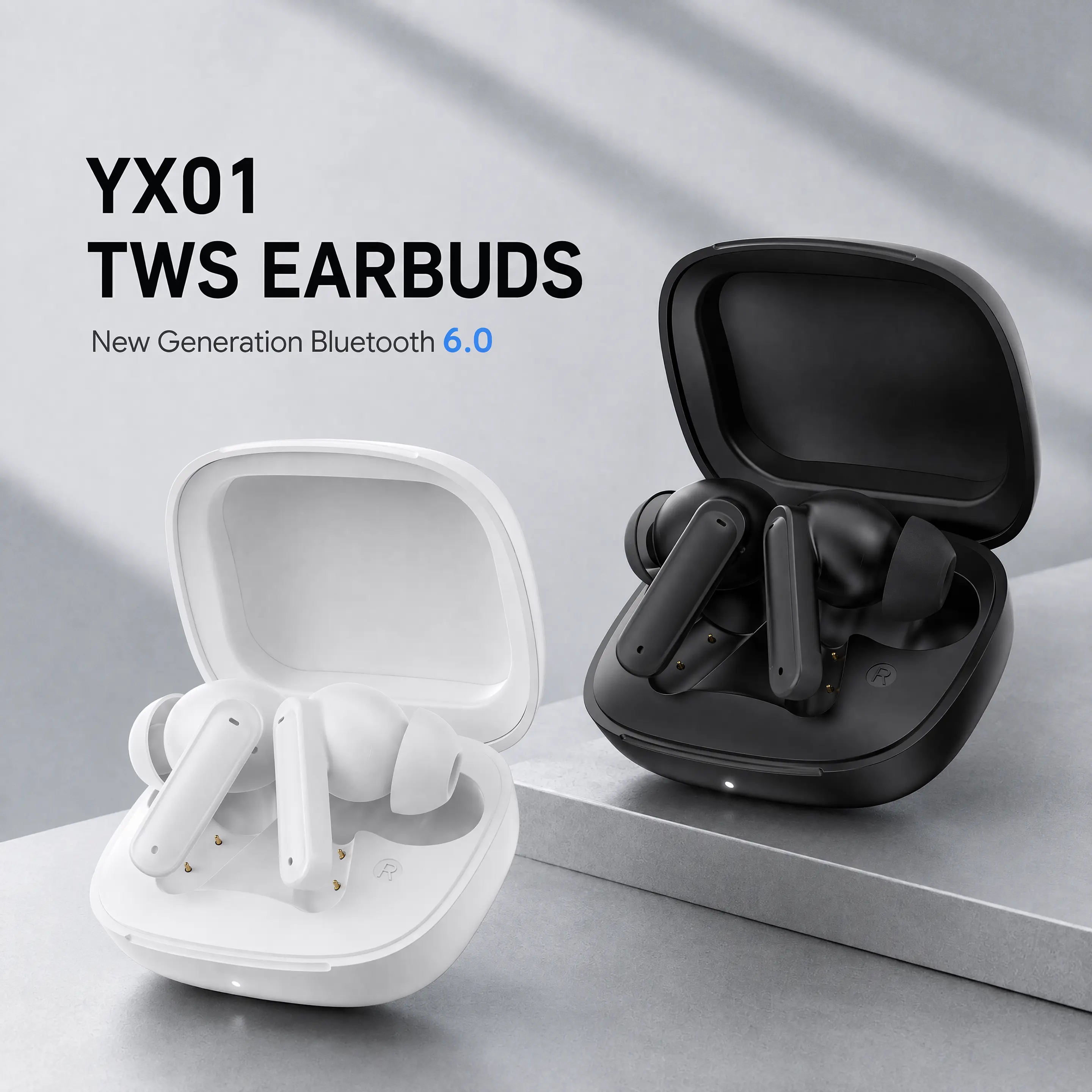 YX01 In-Ear True Wireless Earbuds with Bluetooth 6.0, ANC Noise Cancelling, 30H Playtime, IPX4 Water Resistance, Batteries, Call Control for iOS/Android Cellphones & Laptops