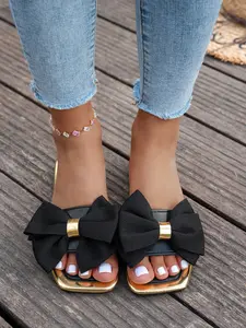 New Women's Sandals with 3D Butterfly Knot Decoration, Fashion and Elegant Summer Essential, Casual Style, All Season Wear, Casual Outdoor Sandals, Butterfly Decorated Slides