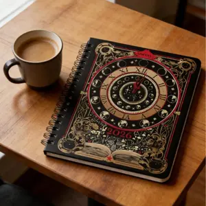 Waiting for the Night Gothic Witchy Tarot 2026 Weekly Planner, 7" x 9" Hardcover Spiral Dated Journal, with Stickers & Bookmarks, Full Year Portable Creative Planner school supplies mochi things money savings book Manila Accordion File Organizer bible