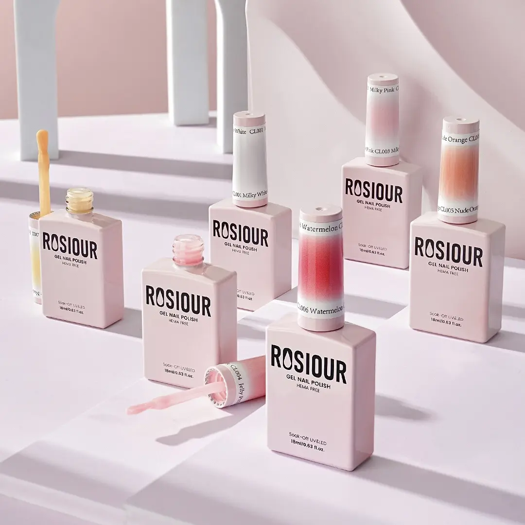 ROSIOUR 18ml Sheer Gel Nail Polish - HEMA-Free, TPO-Free, Flawless Nail Care Cosmetic for French Tips, Subtle Holiday Manicures White Ombre Nails Orange Sparkling Nails