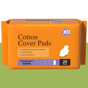 X9 100% Organic Cotton Menstrual Pads, 320MM Unscented Chlorine-Free Overnight Maxi Multi-Pack, 20 Absorbent Ultra-Thin Skin-Friendly Leakproof Sanitary Napkins for All Flows, 8HR Odor Control