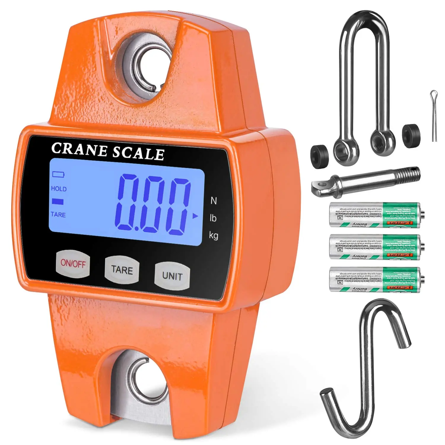 660lb/300kg Compact Digital Hanging Scale with Cast Aluminum Case, Lightweight Handheld Crane Scale with Carabiner Hooks, Quick Assemble, Pack Easy for Hunting, Outdoor Adventures