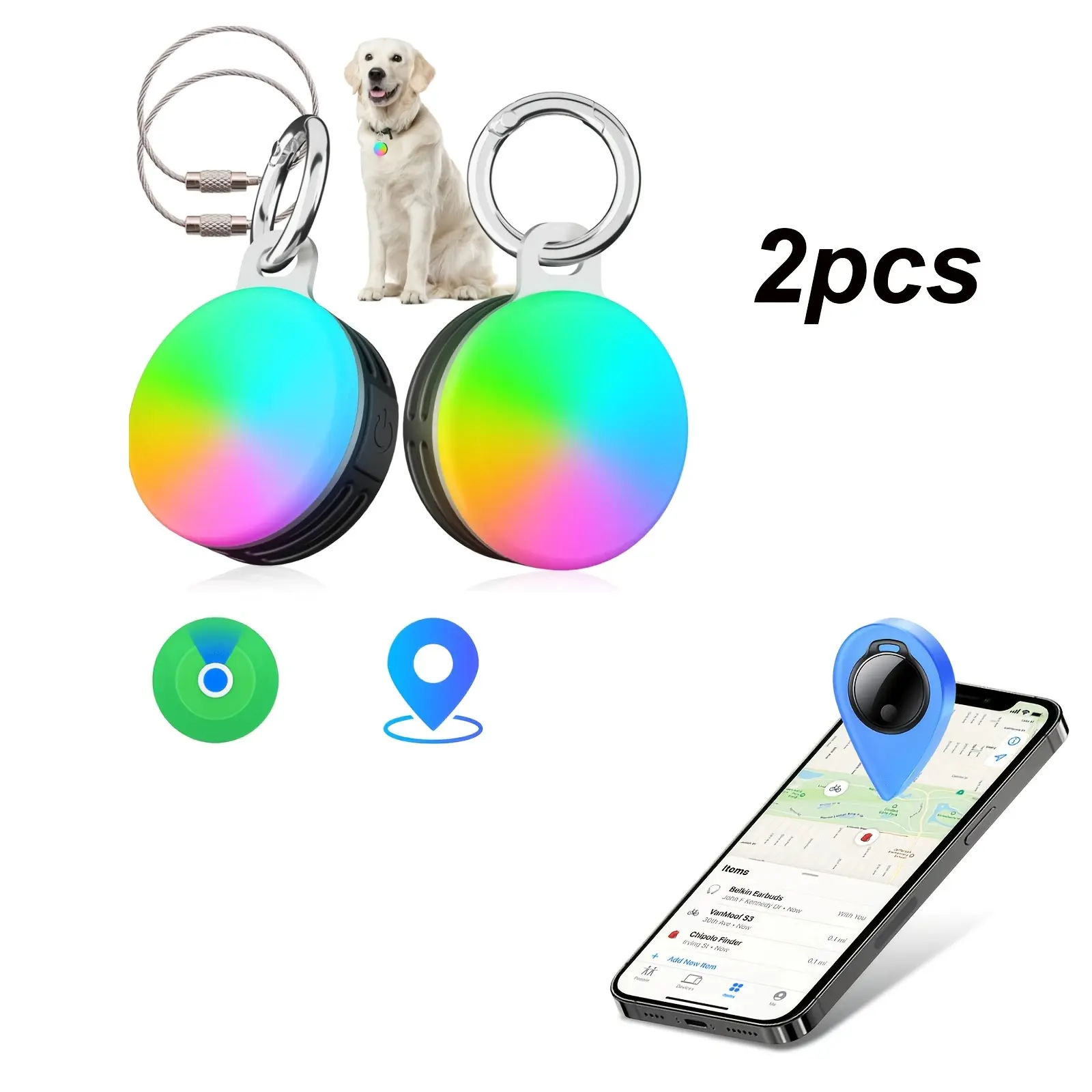 New Air Tracker Tags, Daily Use, (iOS Only, Not for Android), Keys Finder and Item Locator for Luggage, Backpack, Suitcases, Replaceable Battery, Lightweight and Easy to Connect, Best Gift!