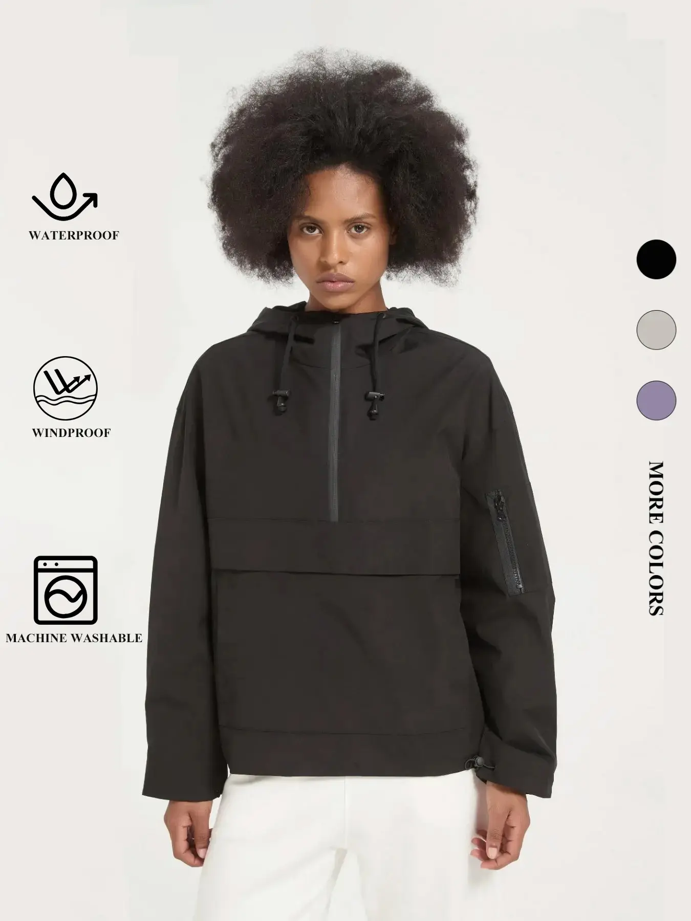 Women's Waterproof Hoodie Jacket with Kangaroo Pocket, Adjustable Waist and Long Sleeves, Outdoor Sports Wear, Windproof Outerwear, Spring Sports Jacket, Sports Hooded Jacket, Sport Outdoor Clothes