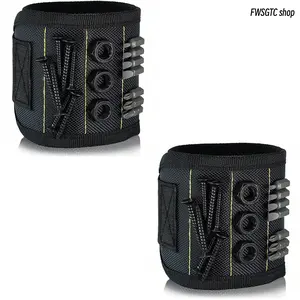 2Pcs Magnetic Wristband Tool Holder, Heavy Duty Gear with Strong Magnets, Portable Organizer for Screws, Nails & Drill Bits for Workshop and Repair Work
