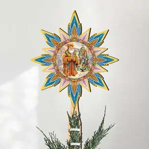 Italian-inspired Santa Tree Topper Wooden Decor by G. Debrekht  - Santa Snowman Decor - 89522