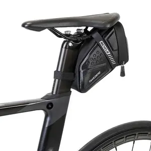 1L Large Capacity Bike Saddle Bag Reflective EVA Back Seat Pouch for Mountain Road Bikes Black Rainproof Bicycle Saddle Bag