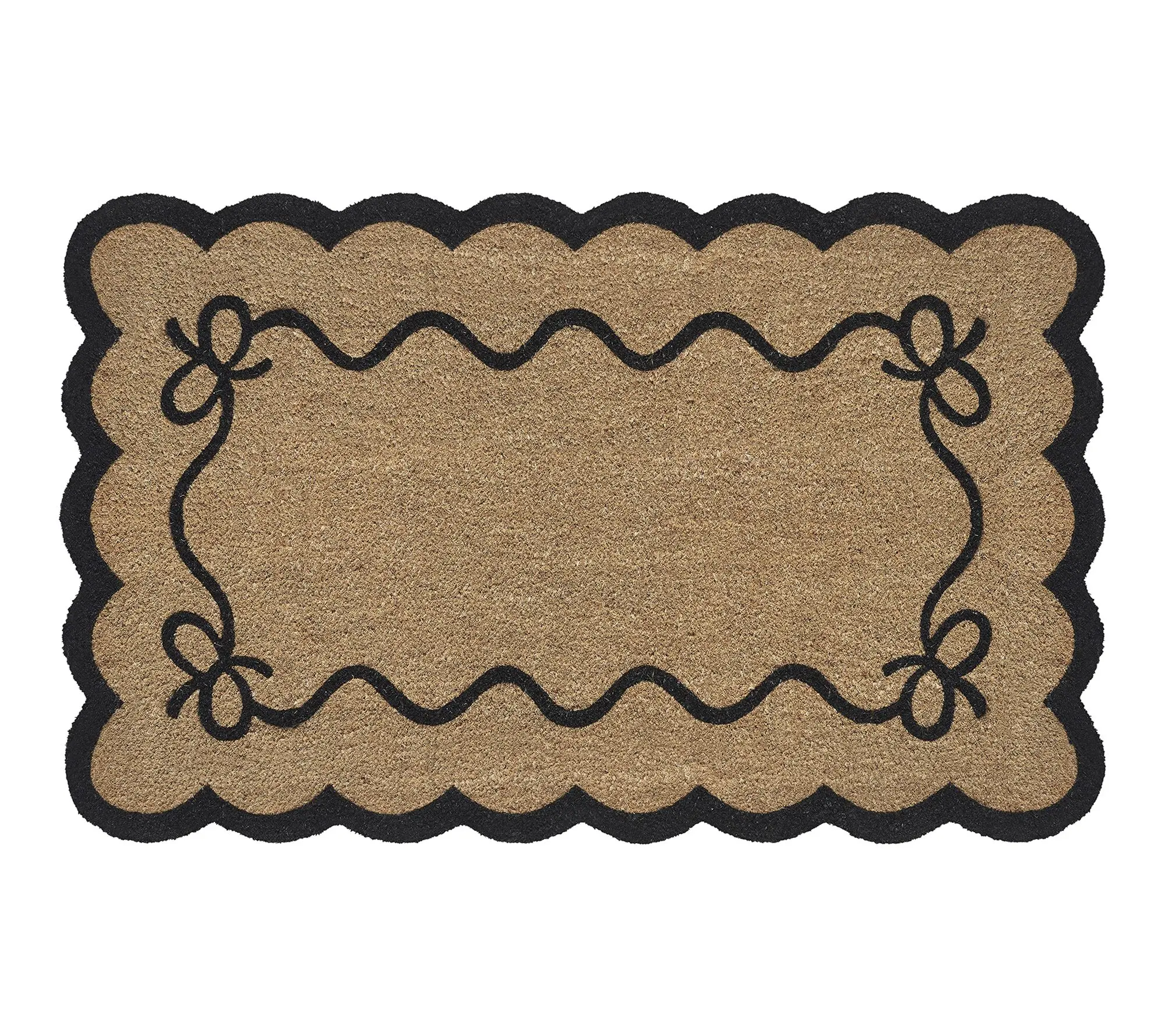 VCNY Home Black Bow Scalloped Edge Coir Doormat, 30" x 48"