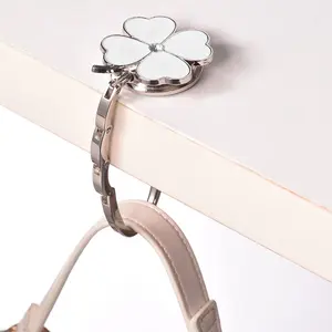 Purse Hook for Table, Clover Design Foldable Purse Holder for Table, Portable Bag Holder - Folding Handbag Hanger | Hangs Almost Anywhere