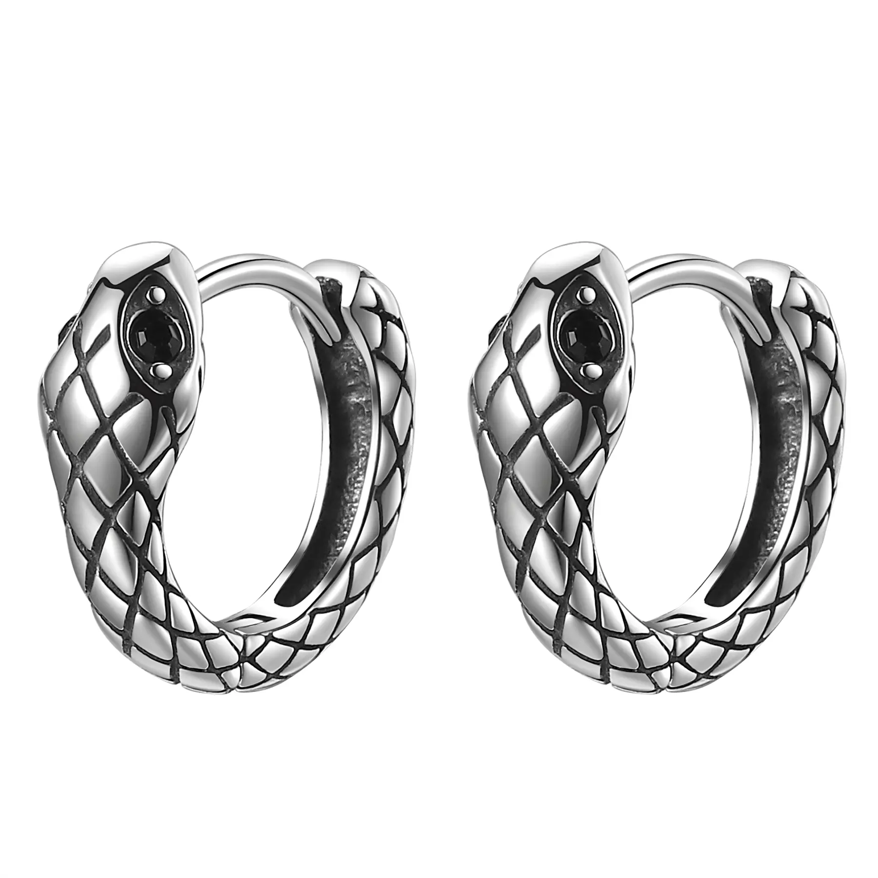 OIDEA Snake Hoop Stud Earrings, Anti-Rust Stainless Steel Punk Rockstar Halloween Snake Art Earrings for Men Women, Silver Costume Jewelry, Anti-Rust Steel Earrings