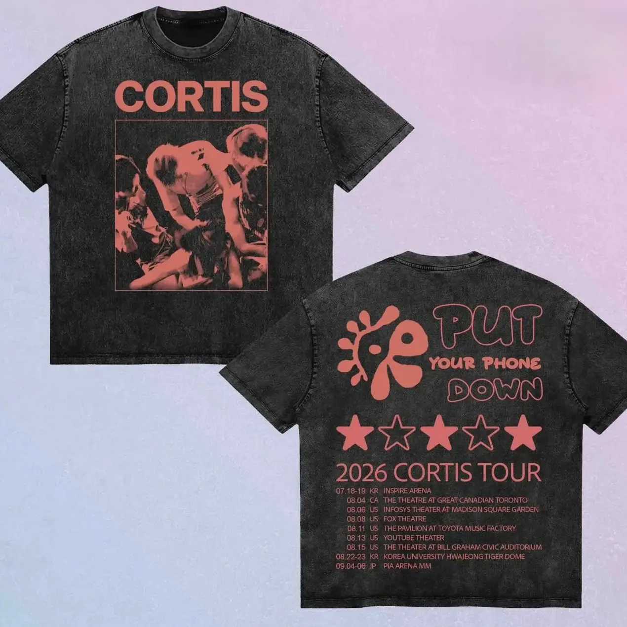 Cortis Put Your Phone Down Tour Washed Shirt, Cortis K-Pop Shirt, Music Wash Tee, Graphic Tee, Gift for Fan Shirt, CORTIS Vintage 90s TShirt Gift For Fan, Kpop Tee, Retro Unisex Fan Merch