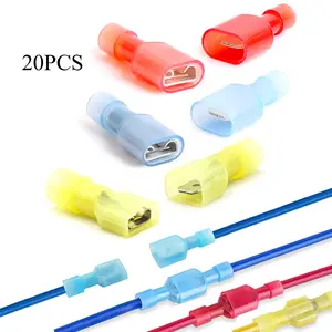 20PCS Premium T-Tap Wire Terminals, Self-Stripping Quick Splice Wire Connectors and Fully Insulated Male Spade Terminals Connectors Kit