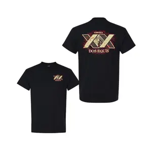 Dos Equis Cerveza XX T shirt, Classic Beer Logo Graphic T shirt, Soft Cotton Blend T shirt, Unisex 2 sides Front & Back Print, Bar Party Drink Apparel for Men & Women, Beer Lover Gift
