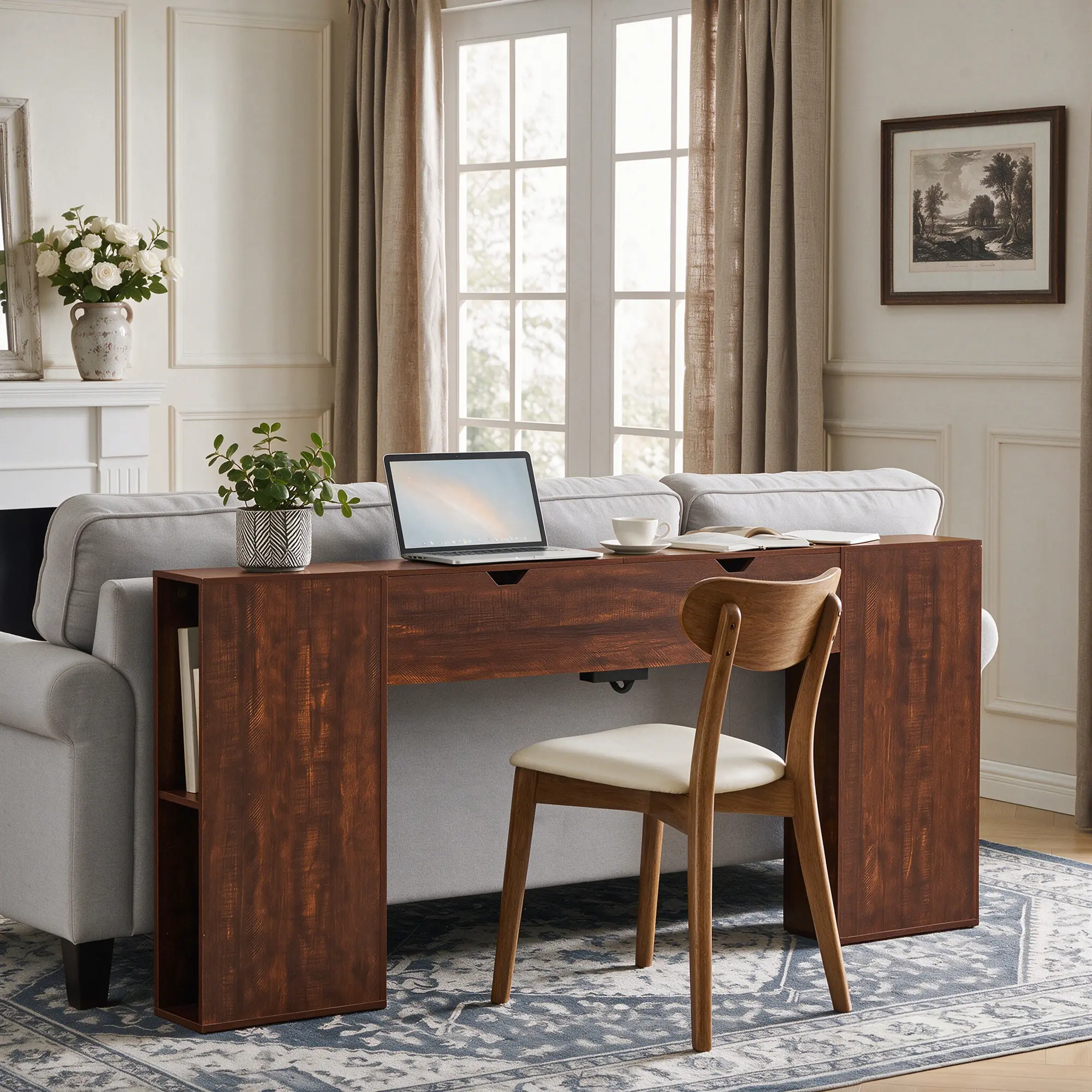 FurSch 70.9" Long Console Table with Storage, Modern Wood Sofa Table Behind Couch, Entryway Accent Cabinet with Drawers and Side Storage for Living Room, Hallway