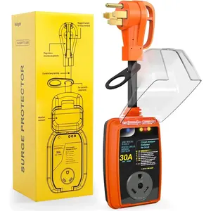 50 to 30 Amp RV Surge Protector Power Adapter 4200 Joules Voltage Monitor 14-50P to TT-30R Converter 125V/3750W Waterproof Circuit Analyzer with Extension Cord for Camper Travel Trailer