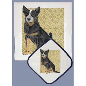 Pipsqueak Productions  Australian Cattle Dog Dish Towel And Pot Holder Set