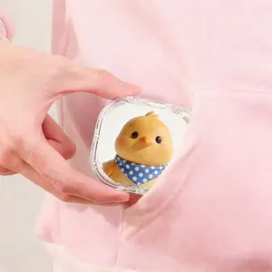 Blue White Polka Dot Scarf Little Chicken Printed Retainer Box, Loss Proof Portable Denture Storage Box, Outdoor Portable Orthodontic Retainer Box, Drop Resistant Scratch Resistant Invisible Braces Box