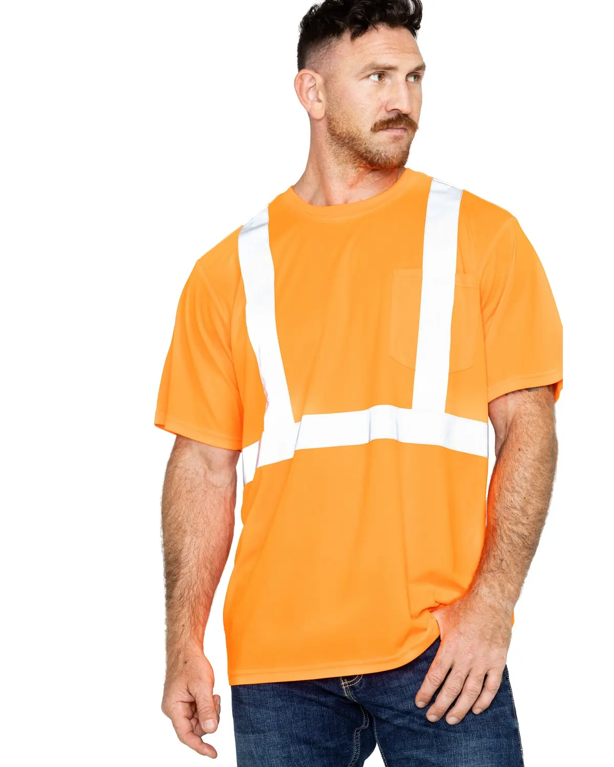 Hawx Men's Men'S Reflective Short Sleeve Work T-Shirt - Hhv827-Org