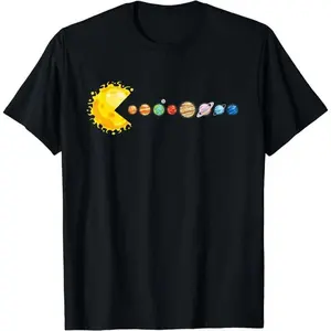 Cotton Short Sleeve Planetary System Star Eating Planets Sun Funny Astronomy T-Shirt For Men Women