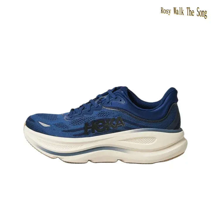 Royal Blue Breathable Knit Mesh Unisex Road Running Sneakers Dark Grey Black Letter Print Off White Thick Layered EVA Cushion Midsole Shock Absorbing Long Distance Training Athletic Shoes