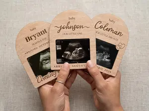 Personalized Ultrasound Picture Frame Wooden, Pregnancy Announcement Gift, Custom Frame, Gift for Grandparents