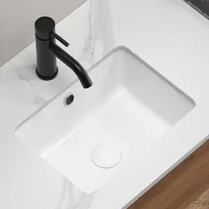 16 Inch Rectangle Undermount Bathroom Sink Under Counter Vanity Sink Opening Size White Porcelain Basin Sink Para Baños