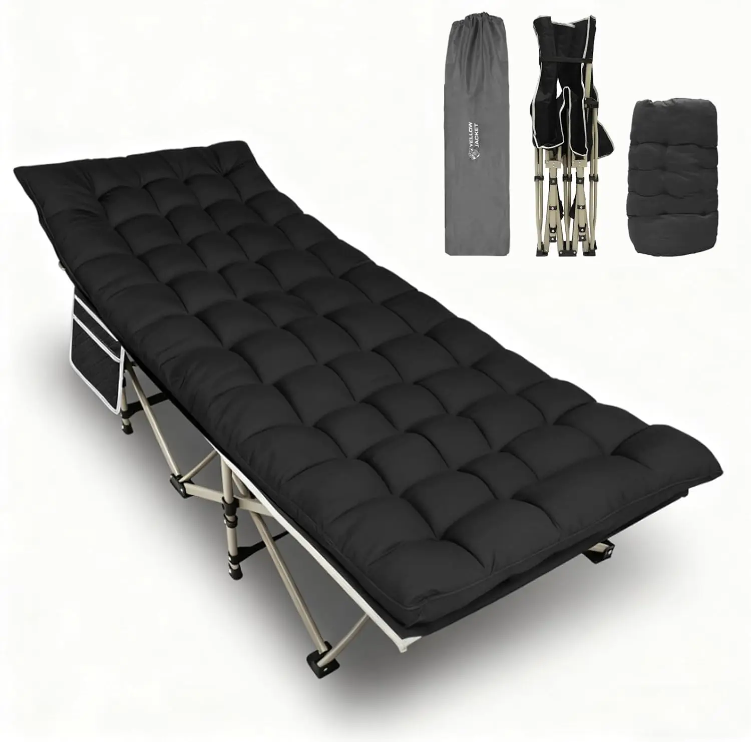 600LBS Heavy Duty Folding Camping Cot for Adults 28" Extra Wide Sleeping Bed with 3" Thick Removable Mattress Portable Foldable Outdoor Bed with Carry Bag for Camping Office Home Travel Napping