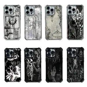 Fashion Cybersigilism Gothic Coquette Acrylic Silicone Unique Artistic Design Phone Case  for iPhone 17, 16, 15, 14, 13, 12, 11 Pro Air Plus ProMax and Samsung S26-S22 Plus shock-absorbing phone cases, fashionable gift.