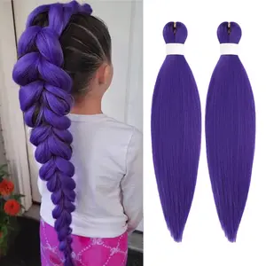 Purple Braiding Hair 26 Inch Long Purple Braiding Hair Extensions Pre Stretched Synthetic Braiding hair Rumi Wigs for Stage Party Halloween Costume Cosplay