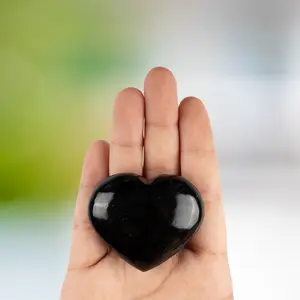 Black Obsidian Heart Palm Stone, Polished Crystal Stone for Chakra Balancing, Meditation, Spiritual and Crystal Gift