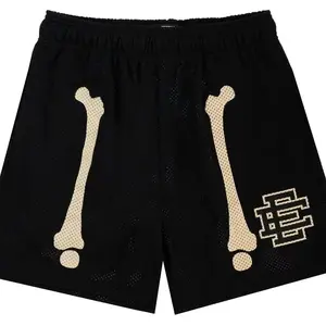 Men's Bone Print Mesh Shorts Breathable Quick Dry Gym Streetwear Comfortable Mesh Shorts