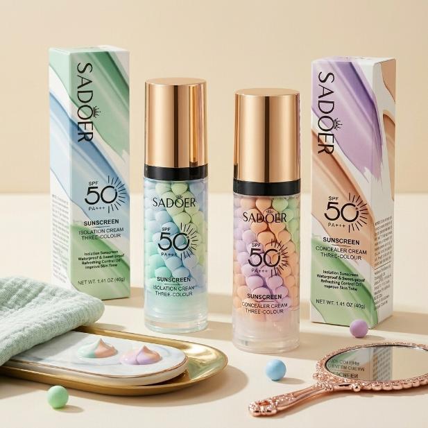 【BUY 1 GET 1 FREE】3-in-1 Color Correcting Primer with SPF50 PA+++ | Tone Correcting, Sun Protection, Hydrating Makeup Base, Compact Size