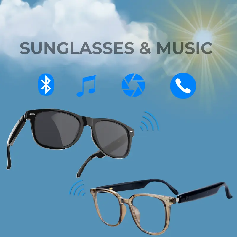 Advanced Music Sunglasses with Bone Conduction Tech | Smart Glasses Bluetooth 5.4 Wireless | Touch Control & Voice Assistant | 30g Lightweight Frame | Perfect for Running, Hiking & Daily Use
