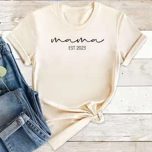 Heart Typography Mom Print Soft Casual Tee, Gift for Mother Appreciation Birthday Mothers Day, For Moms Women Casual Wear, DL779