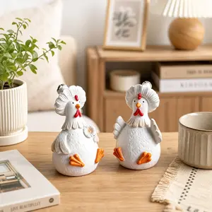 Creative Hat-Carrying Chicken Resin Dolls - Cute Country Style Chicken - Desktop - Entrance Decorative Item
