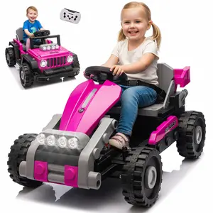 12V Ride On Toy for Kids Two Cars in One,Truck Go Kart with Remote Control LED Lights 4-Wheel Suspension Creative Building Blocks Electric Car for Boy Girl Gift summerwins,summerwins