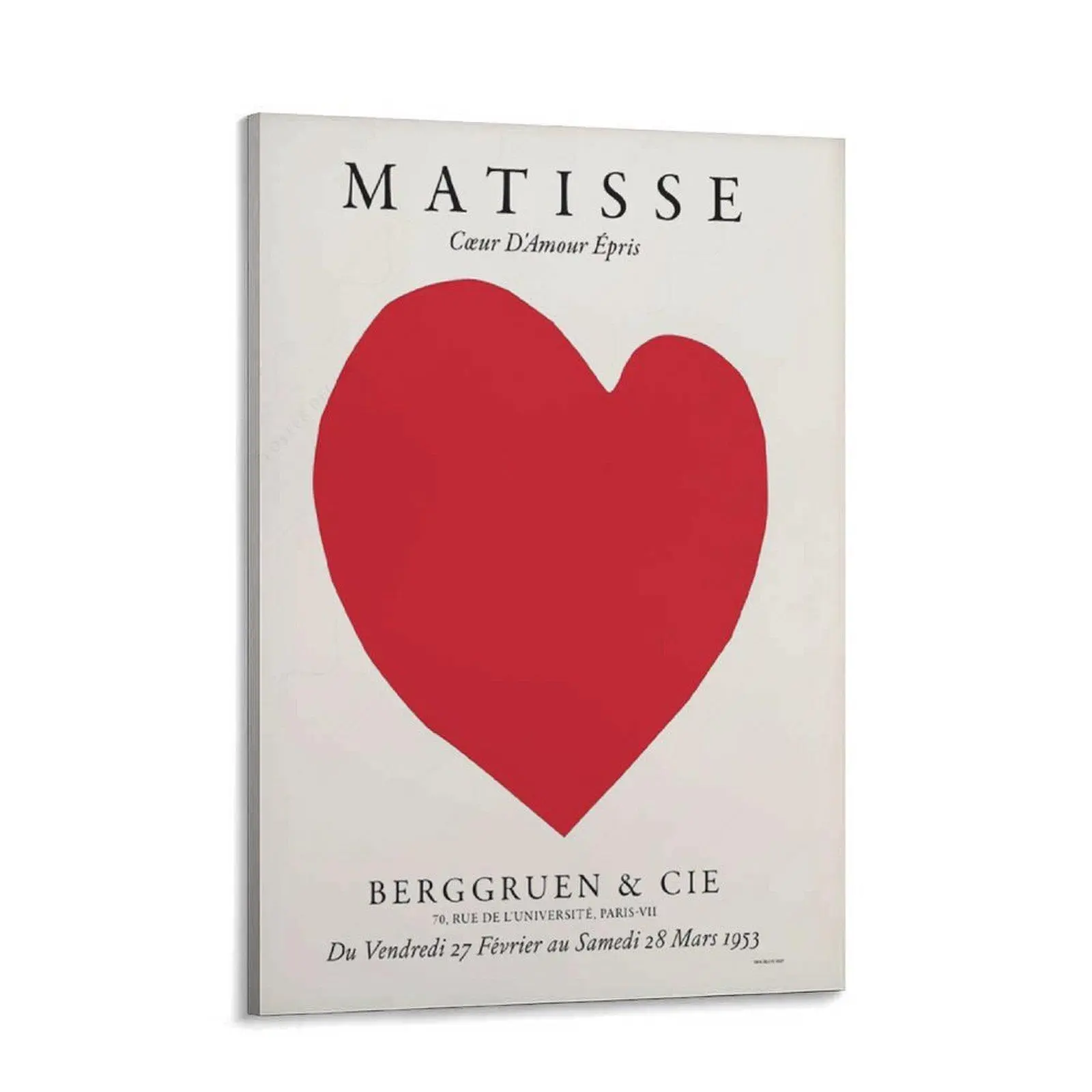 Henri Matisse Red Heart Print Minimalist Unframed/Frame Wall Art Poster, Customizable Multi-Size Home Decor, Gaming Room Accent, Gift Idea, One-Piece