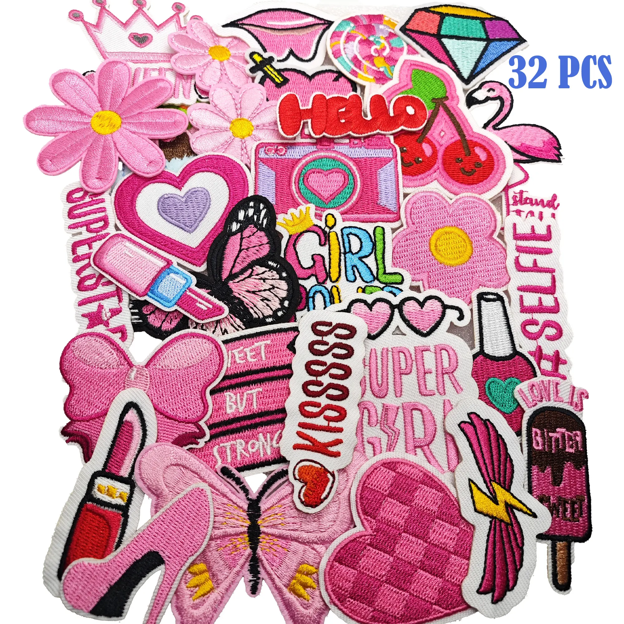 Vibrant Embroidered Patch Set, 32pcs Sew Iron-On Flower Embroidery Appliques, Flower Iron On Patches, Floral Embroidery Appliques, Appliques Embellishments for DIY Crafts, Perfect for Clothes, Dresses, Hats & Jeans Decoration