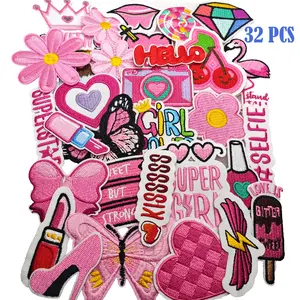 Vibrant Embroidered Patch Set, 32pcs Sew Iron-On Flower Embroidery Appliques, Floral Embroidery Appliques for DIY Crafts, Perfect for Clothes, Dresses, Hats & Jeans Decoration