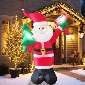 6 FT Christmas Inflatable Santa Claus Outdoor Decorations with Built-In LEDs, Blow Up Santa Claus Inflatable Outdoor Holiday Yard Decorations for Garden Lawn Patio Party Indoor Outdoor Decor