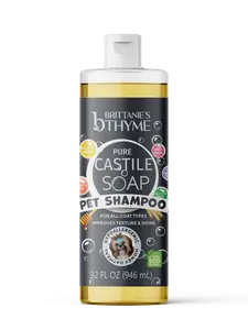 Brittanie's Pet Shampoo 32oz All Natural Castile Soap | All Coat Types, Improves Texture & Shine | Oatmeal & Honey