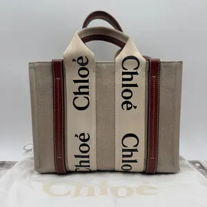 Pre-owned Chloe Linen Tote Bags Woody Tote Small