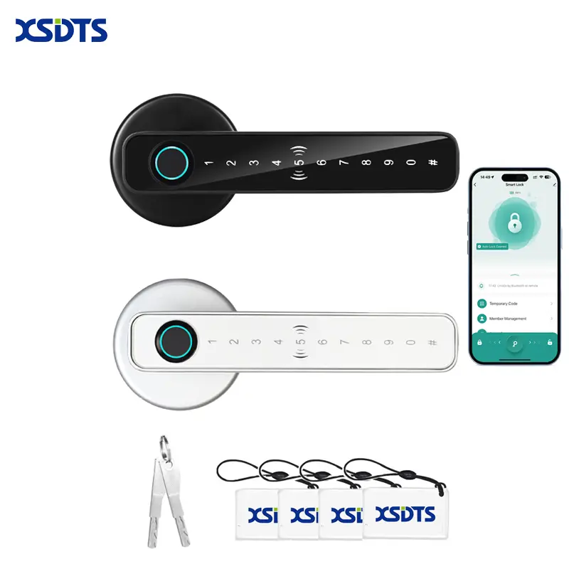 XSDTS Smart Knob Door Security Lock - Electronic Code Digital Fingerprint Lock, Keyless Entry, App Control, Remote Control, On-Demand Passwords for Front Door, Bedroom | Smart Home Gadgets, Digital Lock