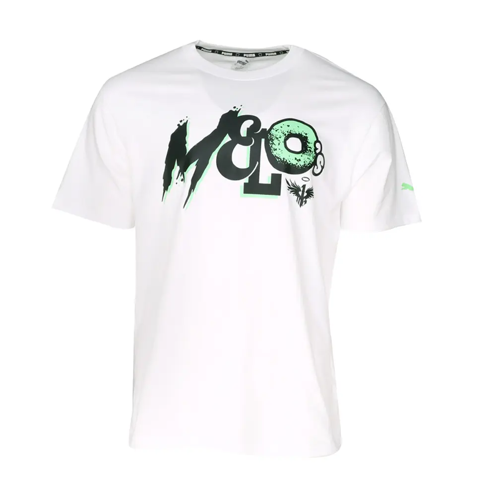 PUMA Mens Melo X Lamelo Graphic Crew Neck Short Sleeve Casual Tops Casual - White