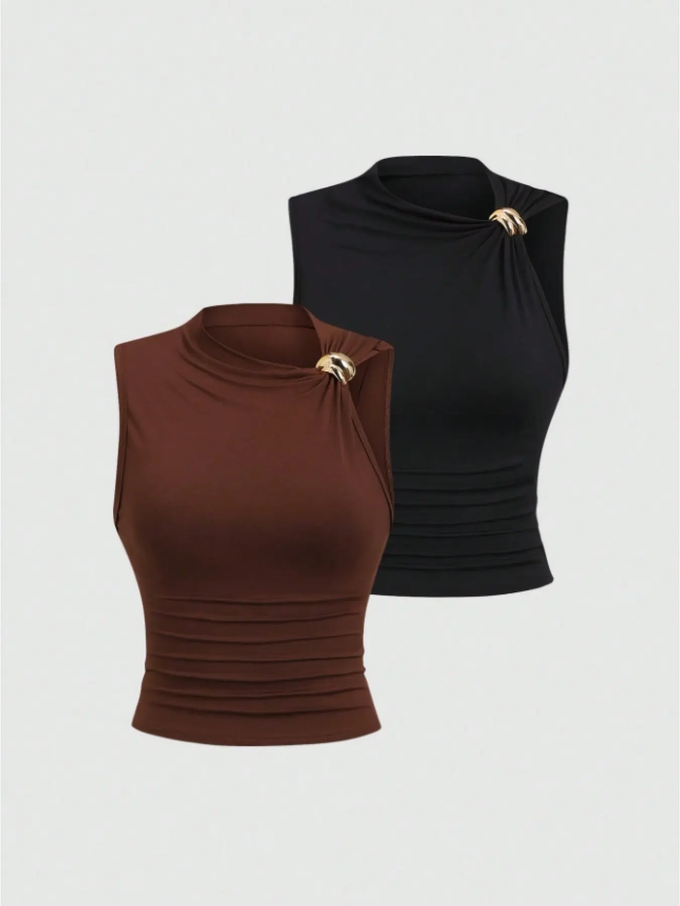 Women's pleated slim fitted tops for summer wear