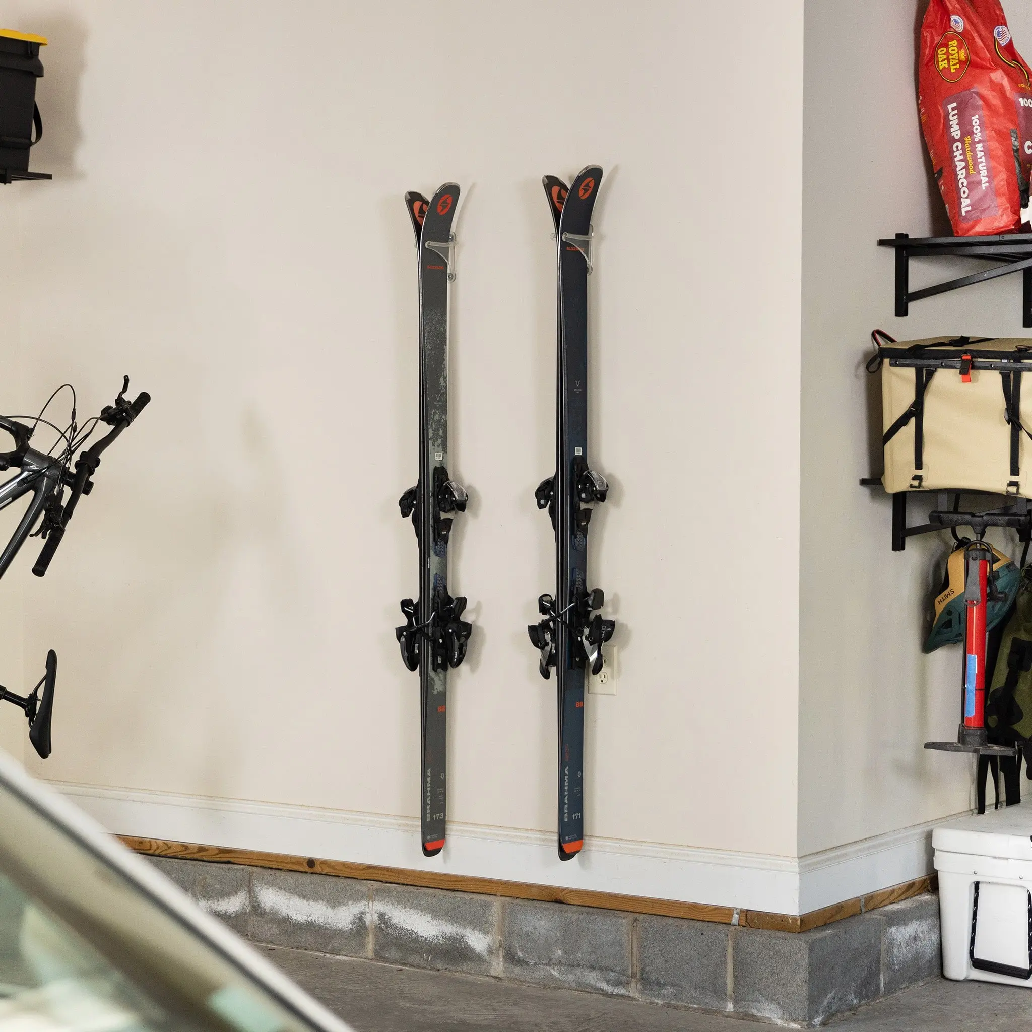 Clear Acrylic Ski Wall Rack, Summit Home Organizer Hook Set - 2 Pack