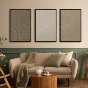 Minimalist Abstract 11x14in3pcs Black Framed Wall Art Modern Boho Neutral Line Wall Decor Geometric Artwork Kitchen Dining Room