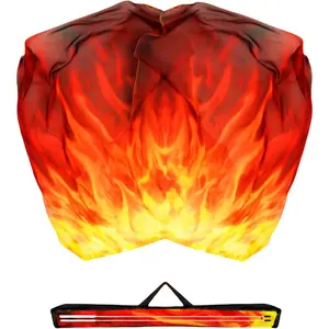 54"x45" Worship Flags for Dance Church, Praise Dance Flags for Worship, Fire Flag with Flexible Rods & Carrying Bag, Set of 2, Orange-Red-Black