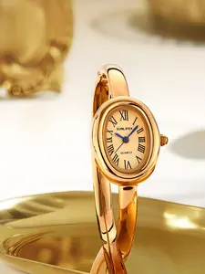 Elegant Oval Retro Quartz Watch for Women, Stainless Steel Material, Modern Fashion Watch Box, Perfect Gift for Her